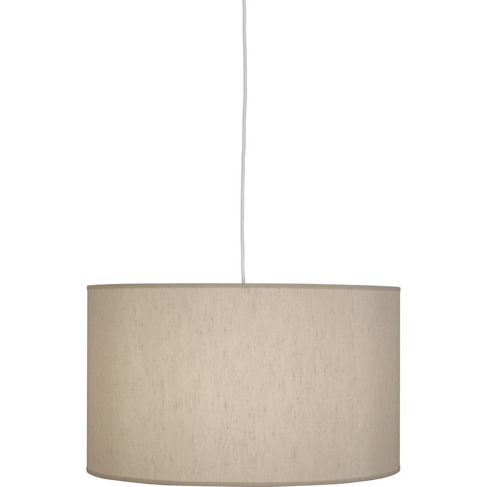 Elena Modern White Drum Pendant Light with Bone Dupoini Shade