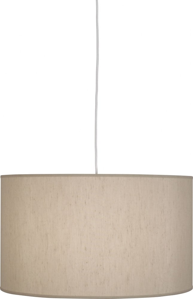 Elena Modern White Drum Pendant Light with Bone Dupoini Shade