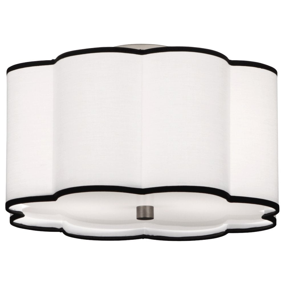 Axis Scalloped Edge 16" Nickel Flush Mount with Fabric Shade