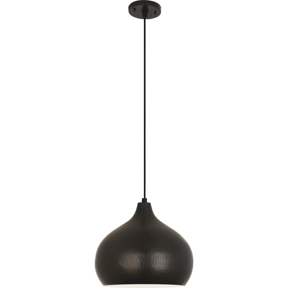 Dal 14" Deep Patina Bronze Hammered Metal Pendant Light