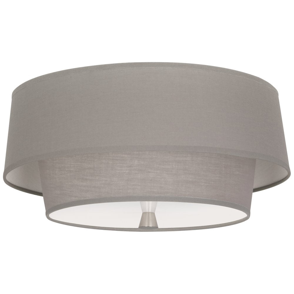 Decker Polished Nickel 17" Flush Mount with Smoke Gray Shade