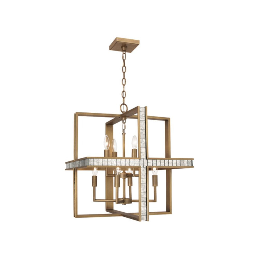 Diana 22.5" Warm Brass & Polished Nickel Glass Pendant Light