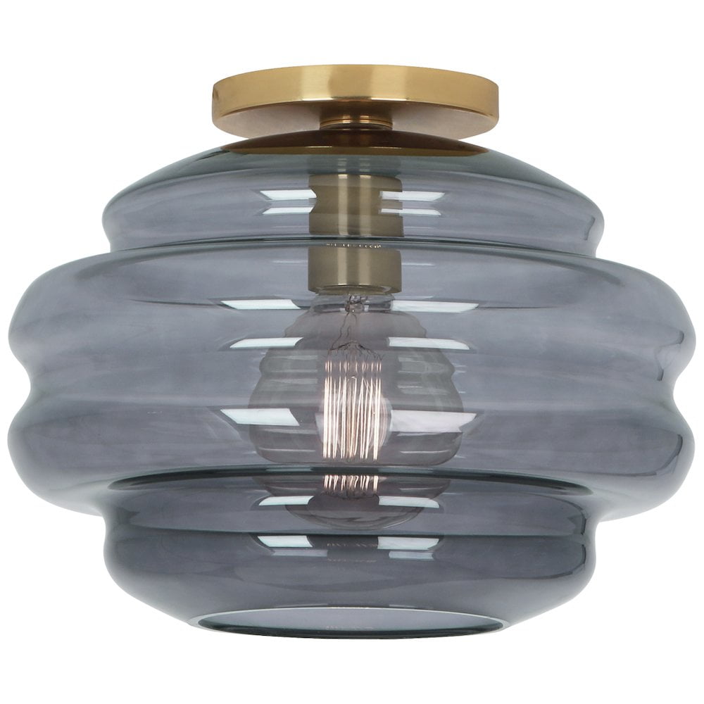 Horizon Smoke Gray Glass & Modern Brass Flush Mount Light