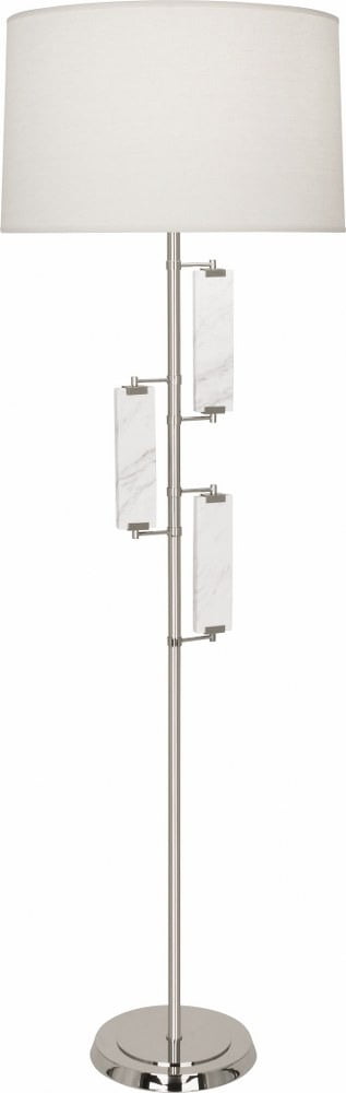 Elegant Alston 61'' Polished Nickel Floor Lamp with Marble Accents
