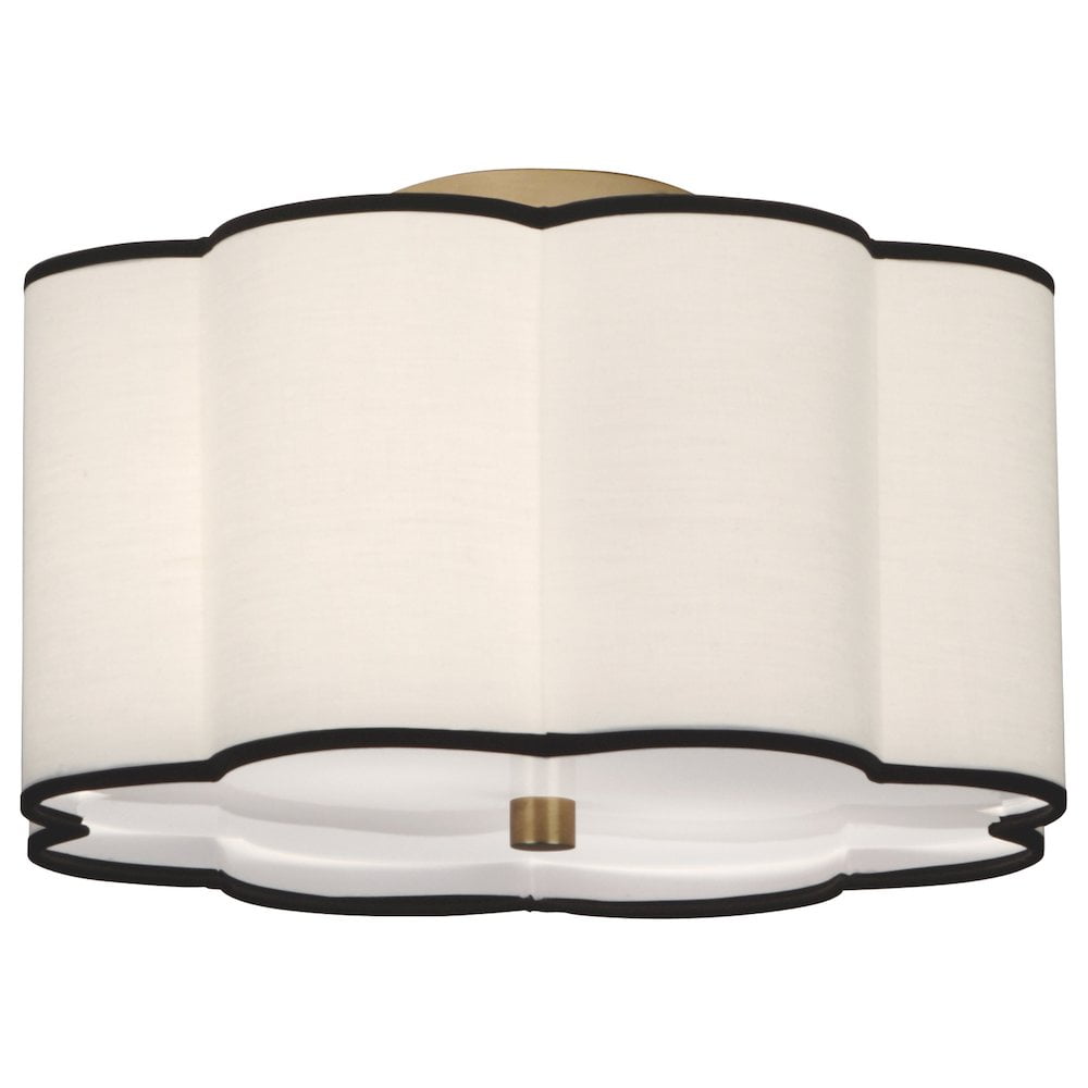 Aged Brass Scalloped 16" Flush Mount with Contrasting Trim