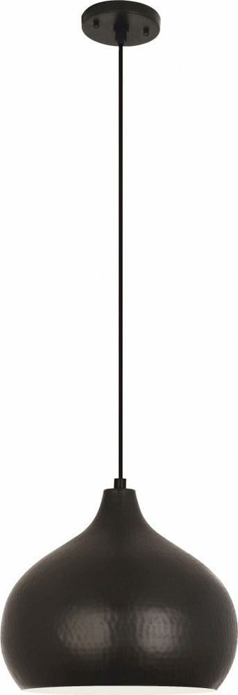 Dal 14" Deep Patina Bronze Hammered Metal Pendant Light