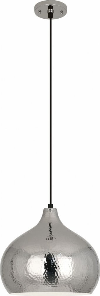 Dal Polished Nickel 12.5" Hammered Pendant Light