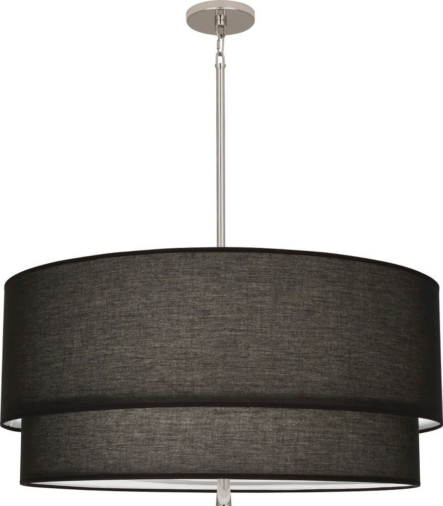 Elegant Decker 14.75" Polished Nickel Drum Chandelier with Nested Shades