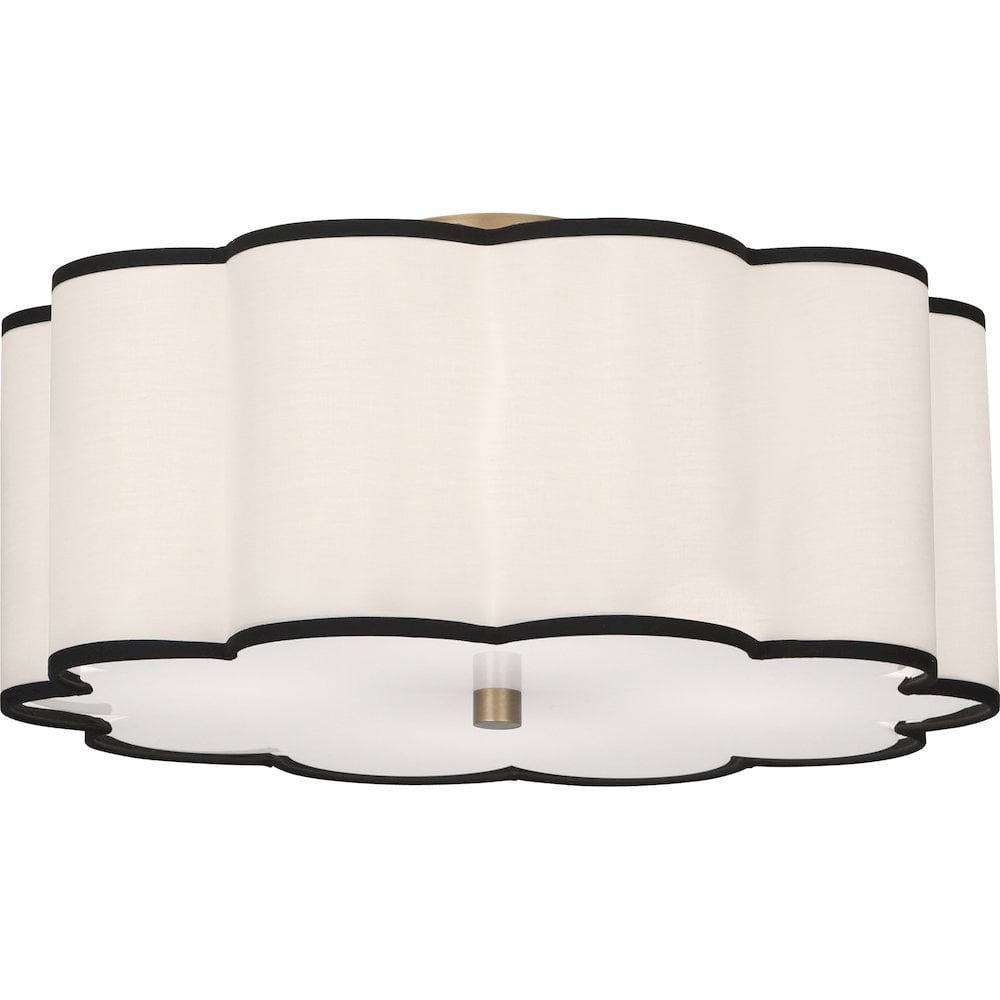 Aged Brass Scalloped Axis 20" Flush Mount with Fabric Shade