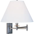 thumbnail image 1 of B1504XXX-Robert Abbey Lighting-Kinetic 1-Light Swing-Arm Wall Sconce 3 Inches Wide and 15.25 Inches Tall-Brushed Chrome Finish-Ascot White Shade Color, 1 of 2