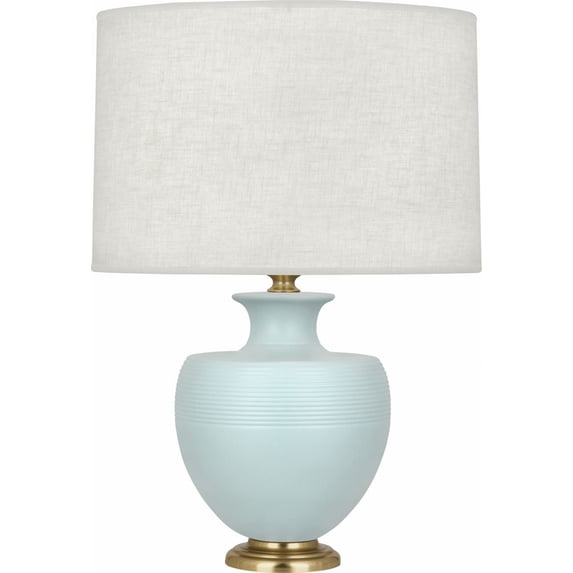 MSB21-Robert Abbey Lighting-Michael Berman Atlas 1-Light Table Lamp 9.875 Inches Wide and 25.25 Inches Tall-Matte Sky Blue Finish-Modern Brass