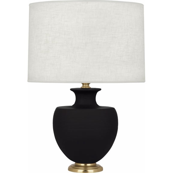 MDC21-Robert Abbey Lighting-Michael Berman Atlas 1-Light Table Lamp 9.875 Inches Wide and 25.25 Inches Tall-Matte Dark Coal Finish-Modern Brass