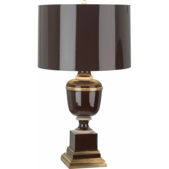 2502-Robert Abbey Lighting-Annika 1-Light Table Lamp 6.875 Inches Wide and 29.5 Inches Tall-Chocolate Finish-Chocolate/Matte Gold Shade Color