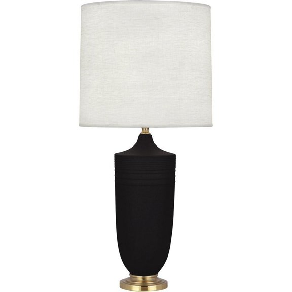 MDC27-Robert Abbey Lighting-Michael Berman Hadrian 1-Light Table Lamp 6.125 Inches Wide and 28.75 Inches Tall-Matte Dark Coal Finish-Modern Brass