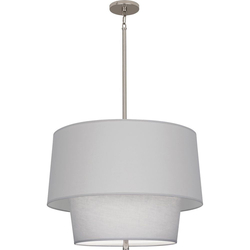 Decker Polished Nickel 24" Incandescent 3-Light Pendant with Pearl Gray Shade