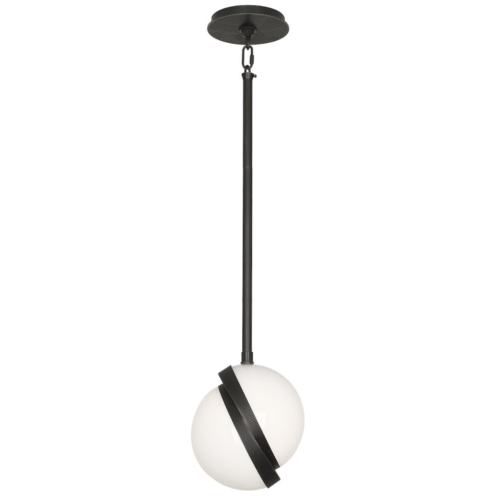 Contemporary Mini Globe Pendant in Polished Nickel and Bronze