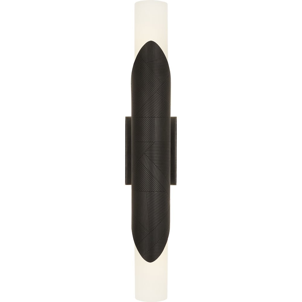 Modern Etched Bronze Dual Cylinder Sconce, 25" Dimmable Direct Wired