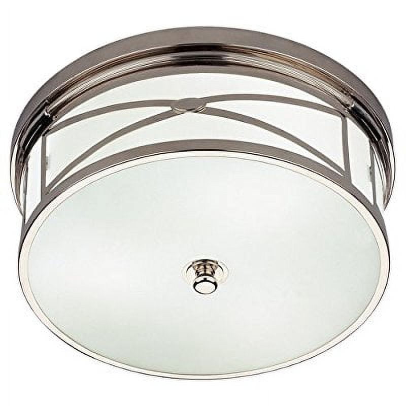 Elegant Drum Glass & Polished Nickel Flush Mount Light