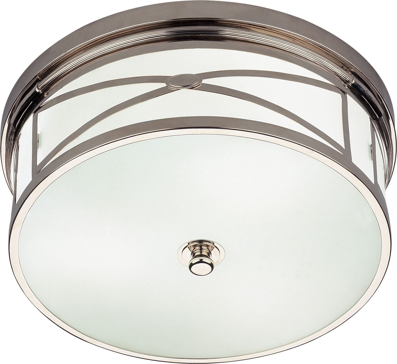 Elegant Drum Glass & Polished Nickel Flush Mount Light