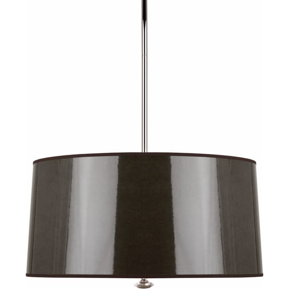 T808-Robert Abbey Lighting-Penelope 3-Light Pendant 25.5 Inches Wide and 14.5 Inches Tall-Polished Nickel Finish-Taupe/Silver Shade Color