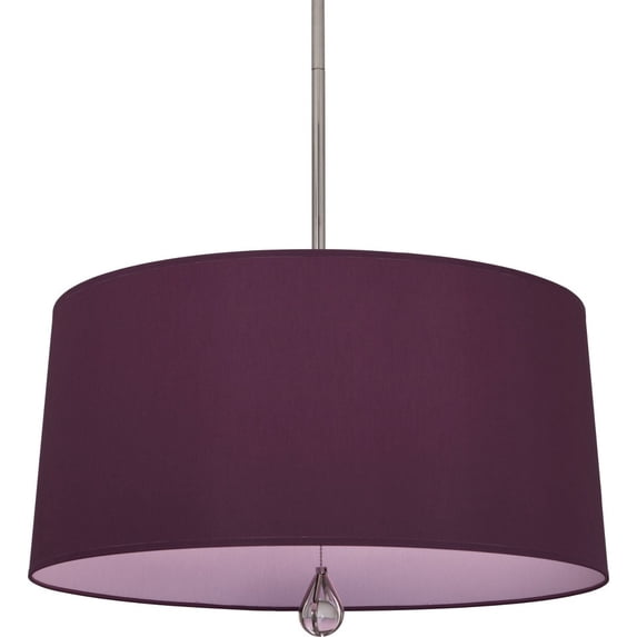 WB334-Robert Abbey Lighting-Williamsburg Custis 3-Light Pendant 25.5 Inches Wide and 14.5 Inches Tall-Polished Nickel Finish-Greenhow Grape/Ludwell