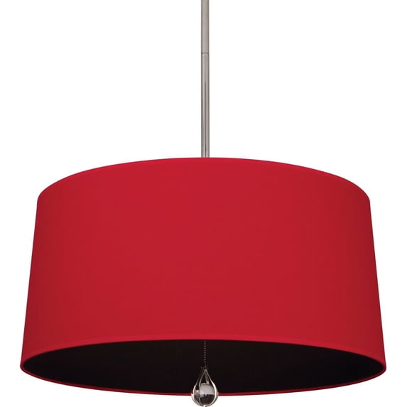 WB338-Robert Abbey Lighting-Williamsburg Custis 3-Light Pendant 25.5 Inches Wide and 14.5 Inches Tall-Polished Nickel Finish-Richmond Red/Blacksmith