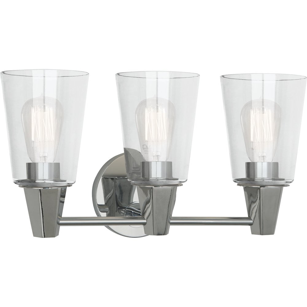 Wheatley Polished Chrome 3-Light Wall Sconce with Clear Glass Shades