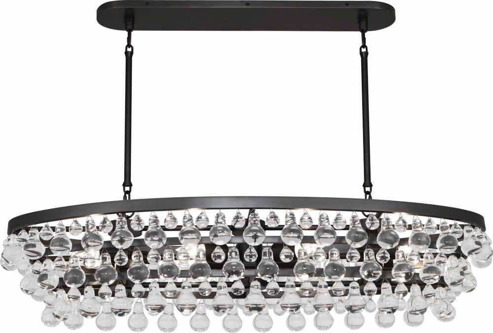 Elegant Deep Patina Bronze and Crystal Glass Drop Chandelier