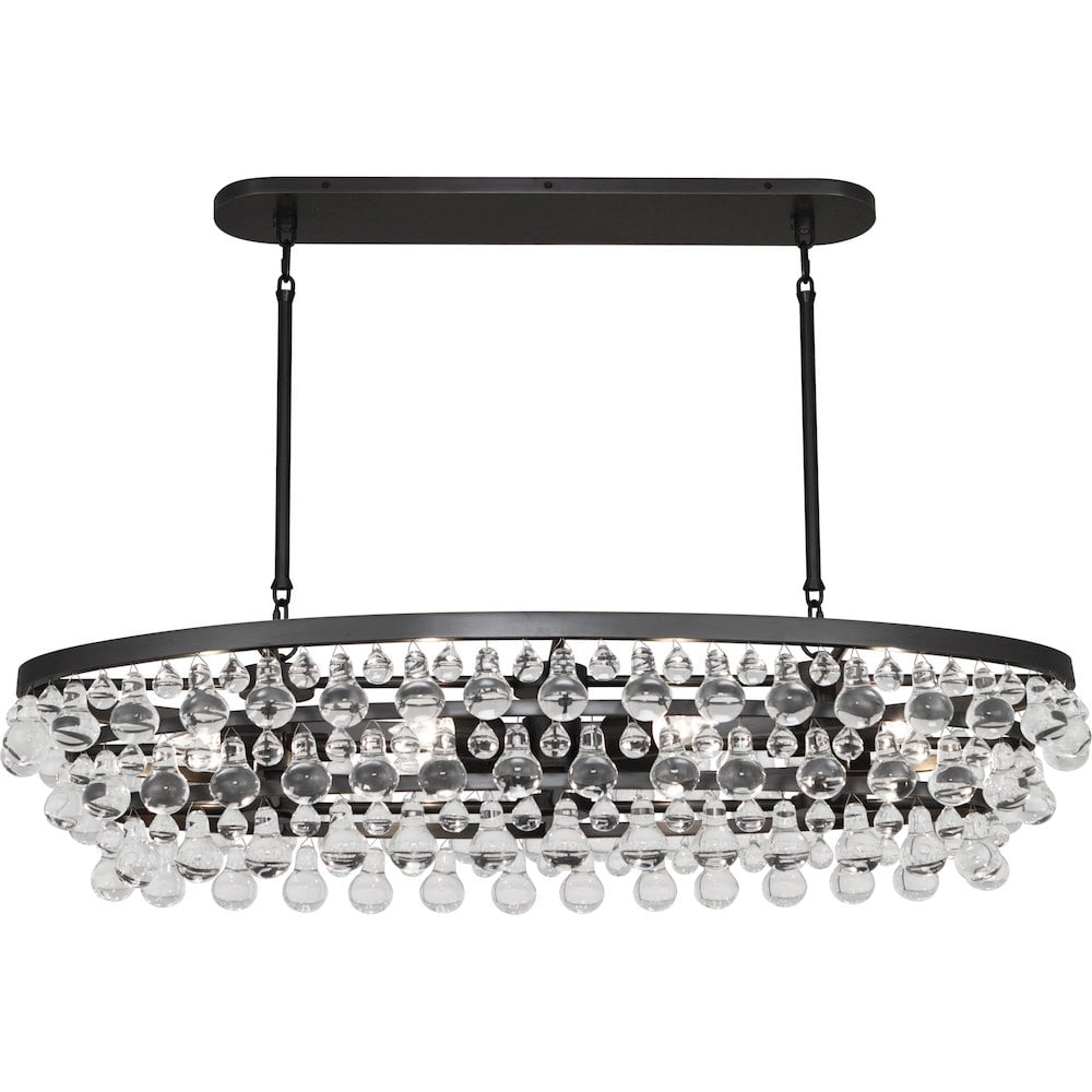 Elegant Deep Patina Bronze and Crystal Glass Drop Chandelier