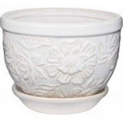 Robert Allen 211989 8 in. Floral Planter&#44; White