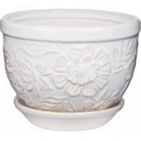 Robert Allen 211989 8 in. Floral Planter, White