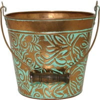 8" Vintage Copper Floral Indoor/Outdoor Metal Planter Set of 3