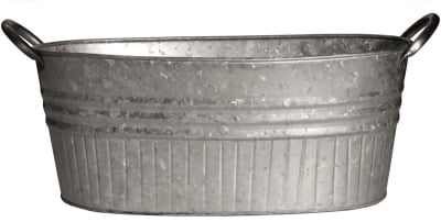 Galvanized Metal 24" Oval Tub Planter with Handles