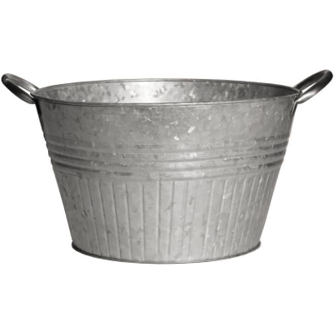 16" Galvanized Round Tub Planter with Handles