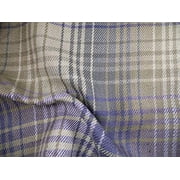 Robert Allen Beacon Hill Fabric Pampas Plaid Bay Blue Linen Jute Upholstery JJ39