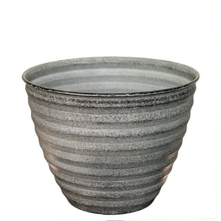Robert Allen 7 in. H X 8 in. W Metal Planter Whitewash