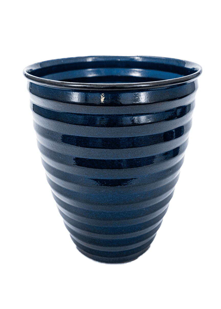 Robert Allen Home & Garden IronStone 14" Avondale Round Metal Planter in Midnight Saphire