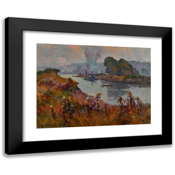 Robert Antoine Pinchon 14x11 Black Modern Framed Museum Art Print Titled - Seine Edge (1935)