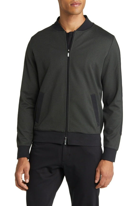 Richton Racer Stripe Bomber Jacket (Solider Green, M)