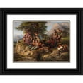 thumbnail image 1 of Robert Beyer 14x11 Black Ornate Wood Framed Double Matted Museum Art Print Titled: Exuberant Rest on the Hike of the Students (1859), 1 of 5
