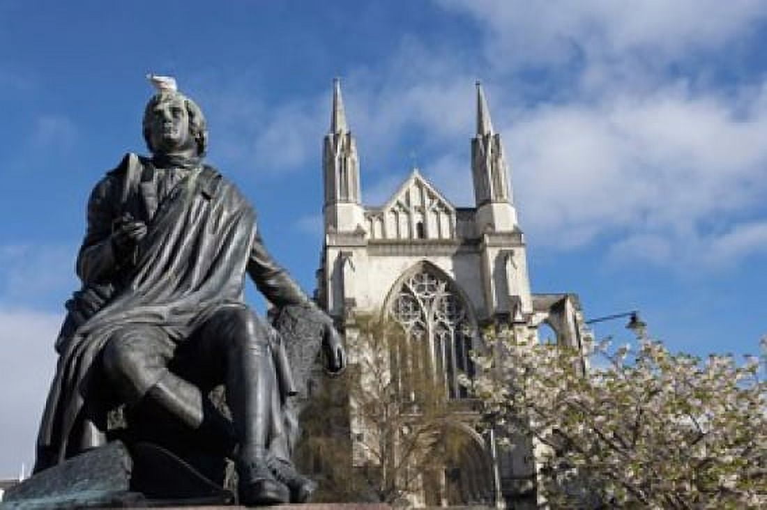 Robert Burns Statue and St Pauls Cathedral Octagon Dunedin South Island New Zealand Canvas Art - David Wall DanitaDelimont (35 x 24)
