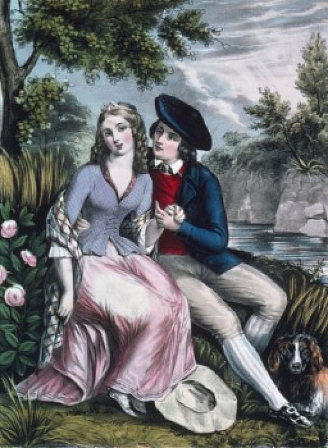 Robert Burns and his Highland Mary Currier and Ives colour lithograph (1857-1907) Canvas Art - Currier and Ives (18 x 24)