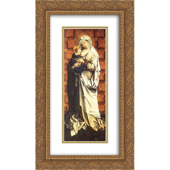 Robert Campin 2x Matted 14x24 Gold Ornate Framed Art Print 'Virgin and Child'