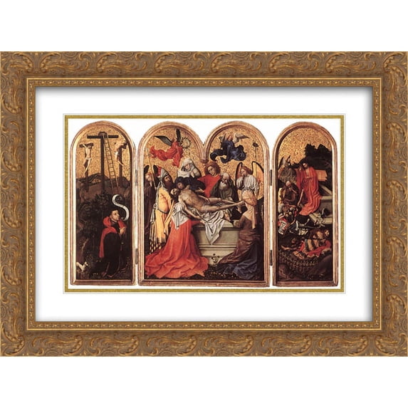 Robert Campin 2x Matted 24x18 Gold Ornate Framed Art Print 'Seilern Triptych'
