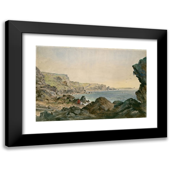 Robert Charles Dudley 14x11 Black Modern Framed Museum Art Print Titled - Foilhummerum Bay, Valentia, Looking Seawards from the Point at Which the Cable Reaches the Shore of Ireland (1865-66