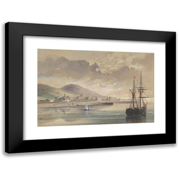 Robert Charles Dudley 14x11 Black Modern Framed Museum Art Print Titled - Valentia in 1857-1858 at the Time of the Laying of the Former Cable (1865)