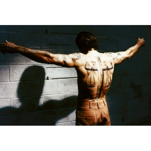 Robert De Niro in Cape Fear arms outstretched showing tattoo on his back in jail 24x36 Poster