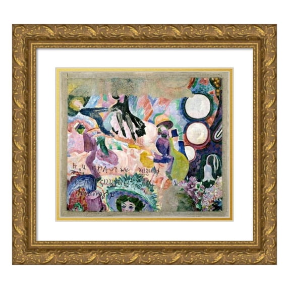 Robert Delaunay 14x12 Gold Ornate Wood Frame and Double Matted Museum Art Print Titled - Carousel of Pigs (1906)