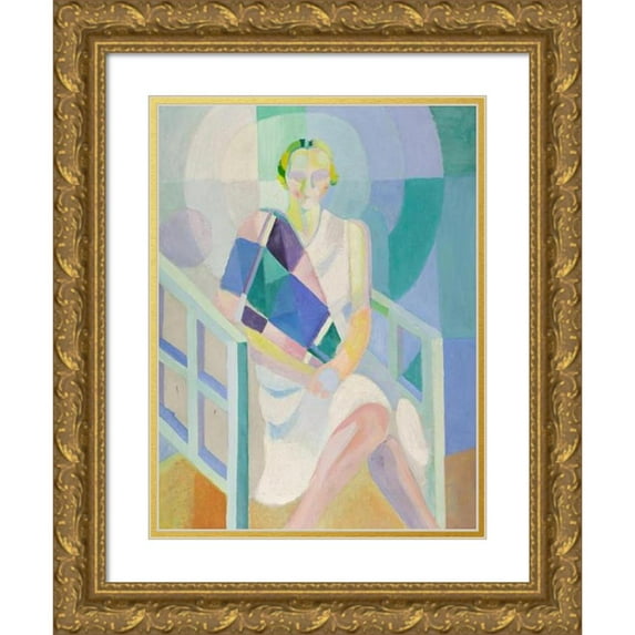 Robert Delaunay 14x18 Gold Ornate Wood Frame and Double Matted Museum Art Print Titled - Portrait of Madame Heim (1926-1927)