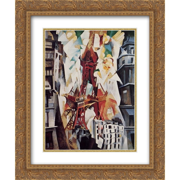 Robert Delaunay 2x Matted 20x24 Gold Ornate Framed Art Print 'Eiffel Tower'